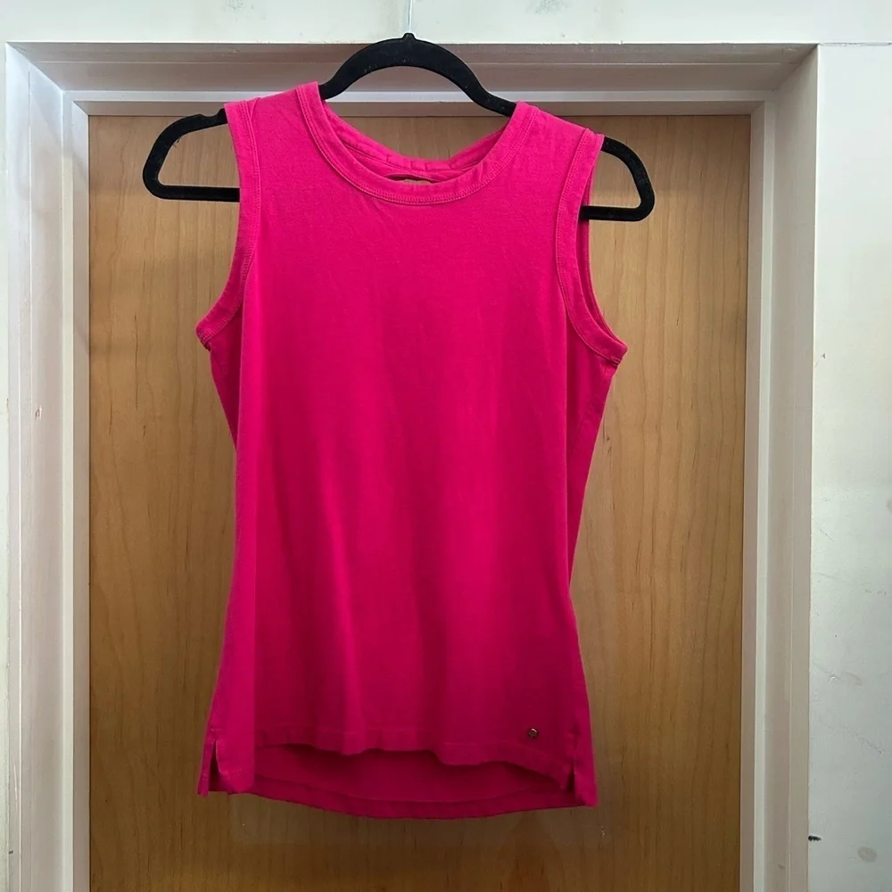 Kate Spade Fuchsia Cotton Blend Tank Top with Back Cut Out - size S